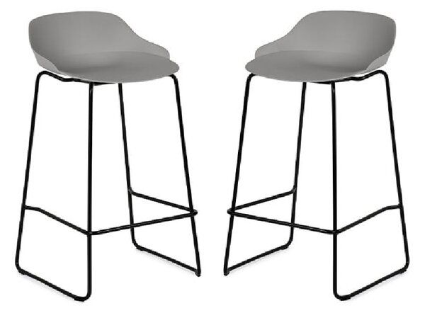 Racco Light Grey Plastic Bar Stools With Metal Legs In Pair