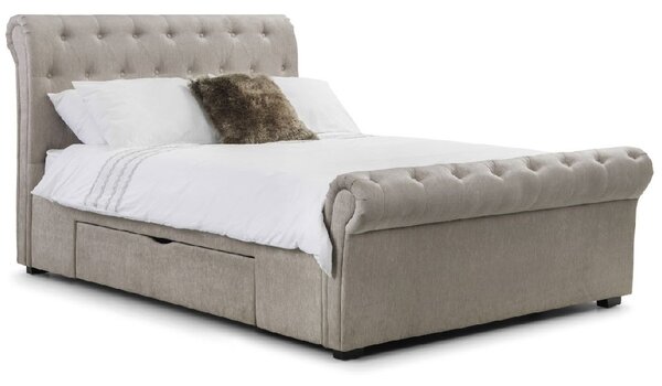 Rahela Fabric Double Bed With 2 Drawers In Mink