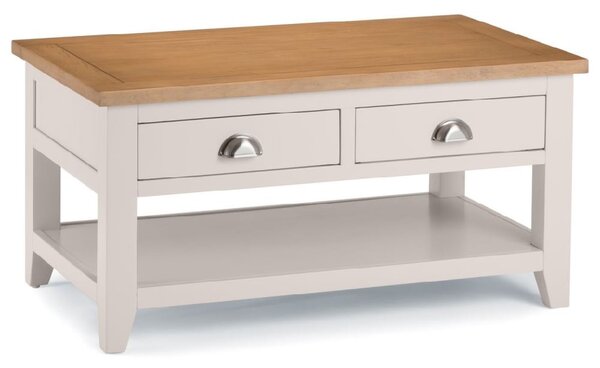 Raisie Wooden Coffee Table With 2 Drawers In Oak And Grey