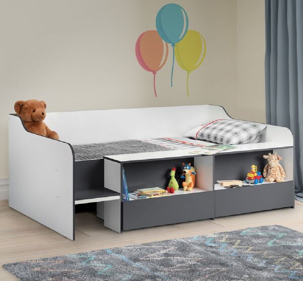 Seguin Wooden Low Sleeper Children Bed In Charcoal And White