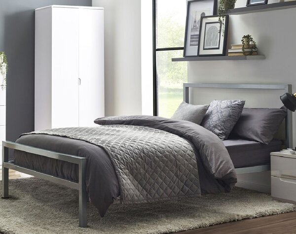 Sarnia Metal Double Bed In Silver