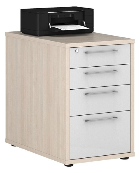 Macon Wooden Office Pedestal With 4 Drawers In Warm Mapple