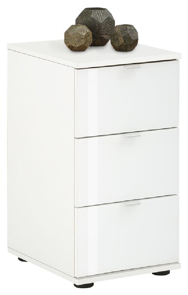 Palmer Wooden Office Pedestal With 3 Glass Drawers In White