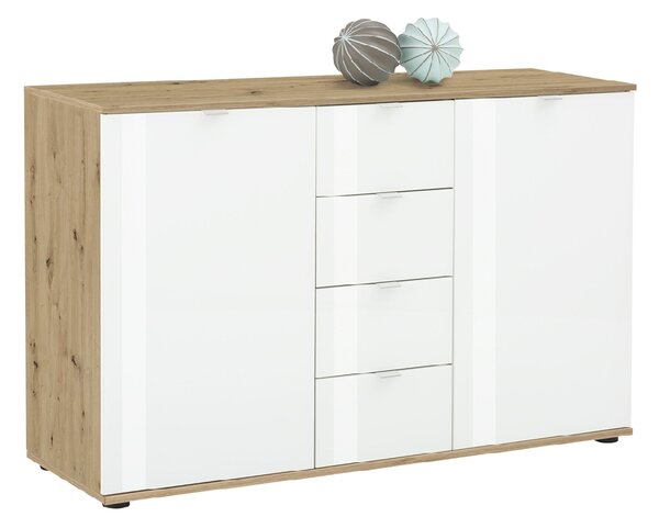 Palmer Wooden Sideboard With White Gloss Fronts In Pine