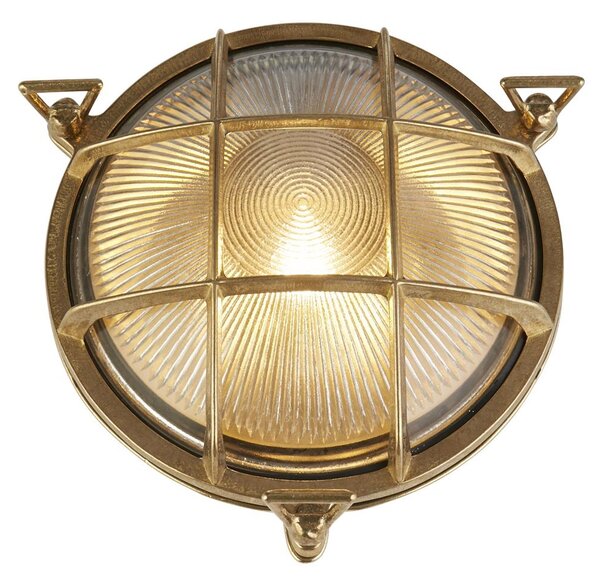 Afton Round Bulkhead Outdoor Wall Light In Brass