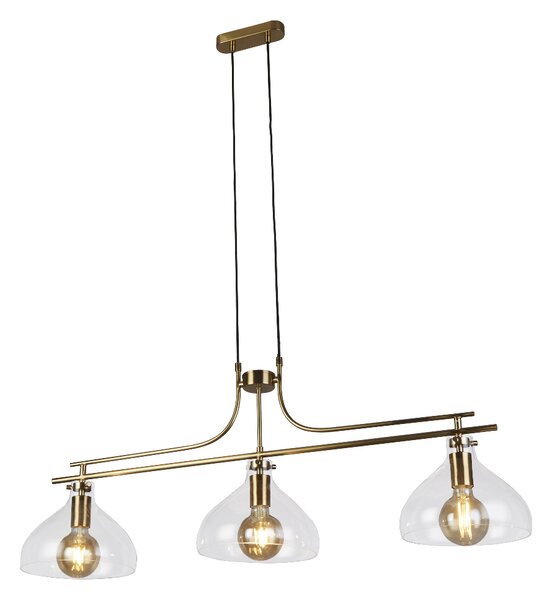 Margarita 3 Light Clear Glass Shade Bar Pendant Light In Brass