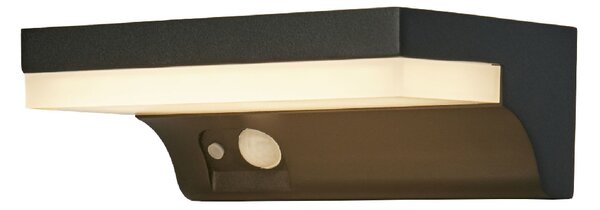 Solar LED Polycarbonate Outdoor Wall Light Horizontal In Black