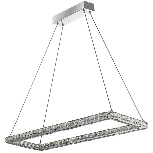 Clover Clear Glass Pendant Light Rectangular In Chrome