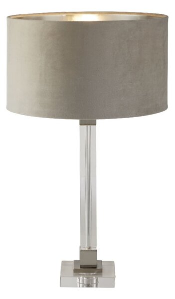 Scarborough Taupe Velvet Shade Table Lamp In Crystal Base