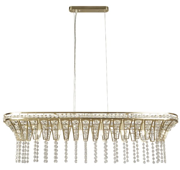 Gemma 8 Light Clear Crystal Bar Pendant Light In Satin Brass