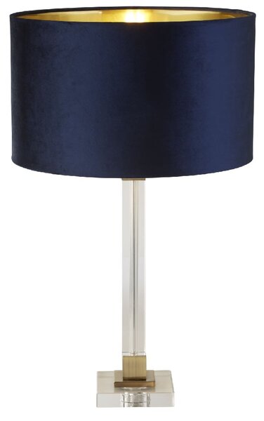 Scarborough Navy Velvet Shade Table Lamp In Crystal Base