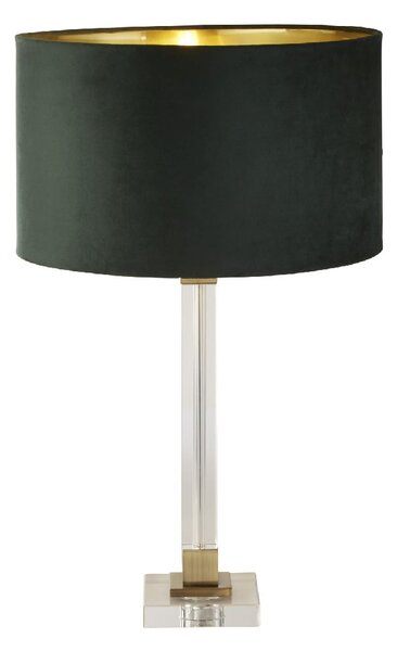 Scarborough Green Velvet Shade Table Lamp In Crystal Base