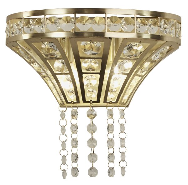 Gemma 2 Light Clear Crystal Wall Light In Satin Brass