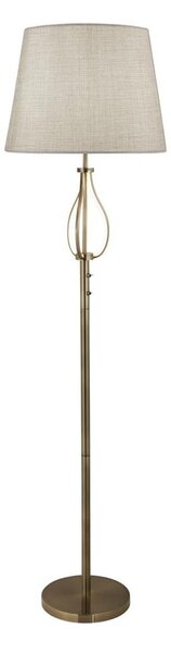 Vegas Cream Fabric Hessian Shade Floor Lamp In Brass