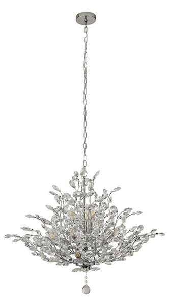 Bouquet 11 Light Crystal Glass Pendant Light In Chrome