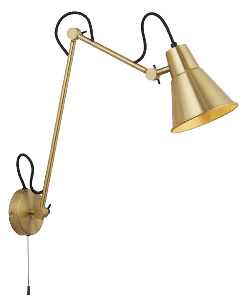 Swing Gold Inner Shade Arm Wall Light In Brass