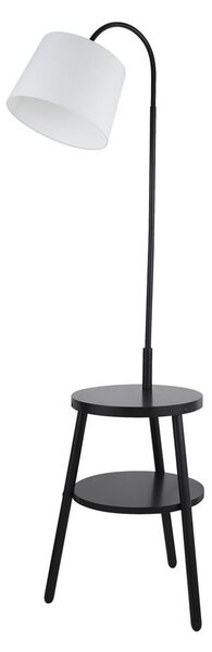 Ridge White Fabric Shade Floor Lamp With Shelf In Black