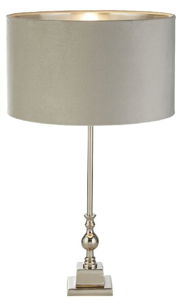 Whitby Light Grey Velvet Shade Table Lamp In Chrome