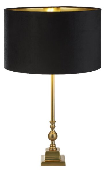 Whitby Black Velvet Shade Table Lamp In Antique Brass