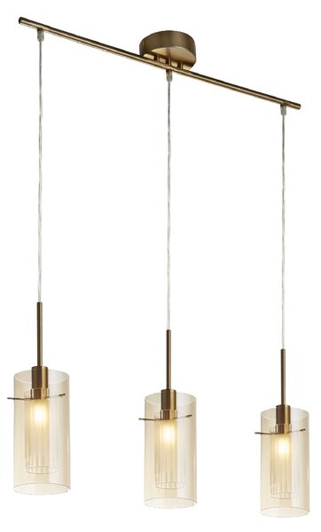 Duo 3 Light Champagne Glass Bar Pendant Light In Bronze