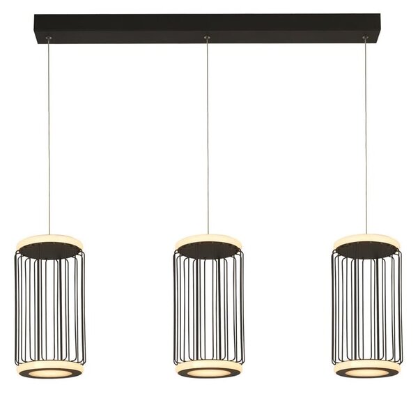 Circolo LED 3 Light Cage Bar Pendant Light In Black And White