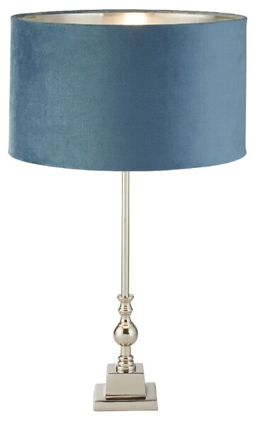 Whitby Teal Velvet Shade Table Lamp In Chrome