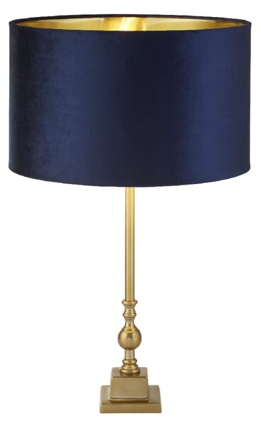 Whitby Navy Velvet Shade Table Lamp In Antique Brass