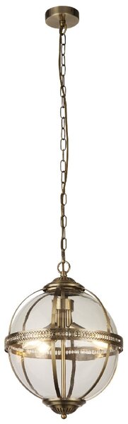 Coronet 3 Light Pendant Light In Antique Brass