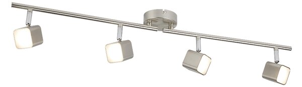 Quad LED 4 Light Square Head Bar Spotlight In Satin Silver