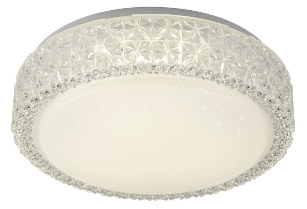 Leo LED Flush Ceiling Light In White And Clear