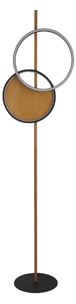 Curio Wooden Floor Lamp With Black Metal Frame