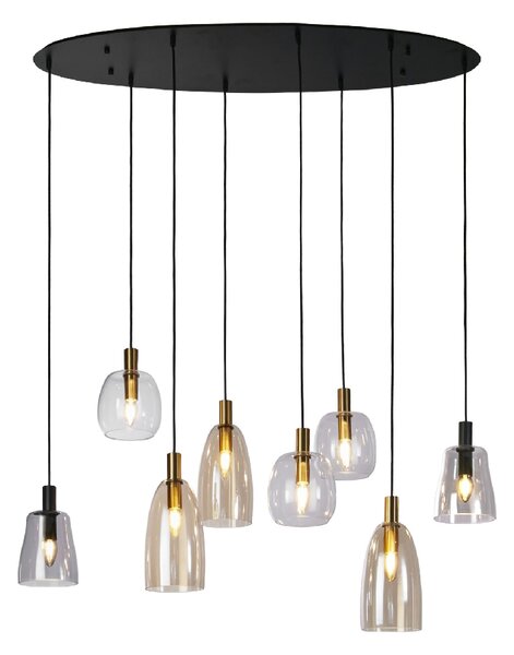 Divine 8 Light Multi Drop Pendant Light In Black