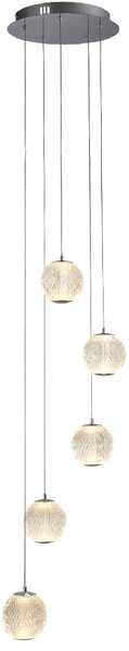 Allure Clear Acrylic Shade Multi Drop Pendant Light In Chrome