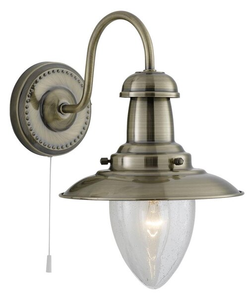 Fisherman Clear Seeded Glass Wall Light In Antique Brass