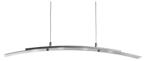 Curve 4 Light Frosted Glass Pendant Light In Satin Silver