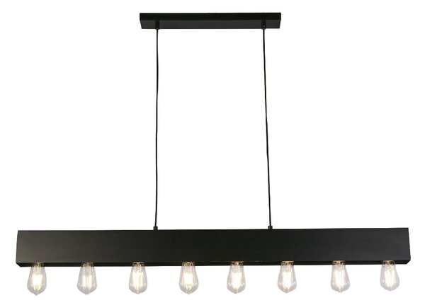 Piano 8 Light Diner Bar Ceiling Pendant Light In Matt Black