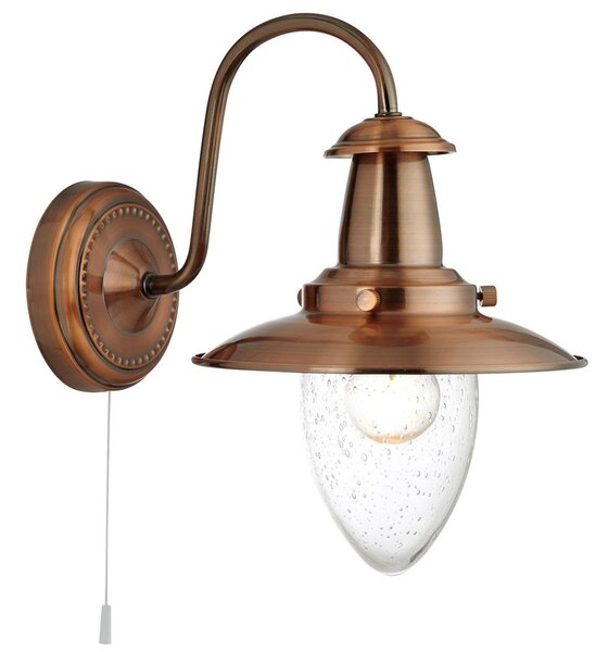 Fisherman Clear Seeded Glass Wall Light In Copper