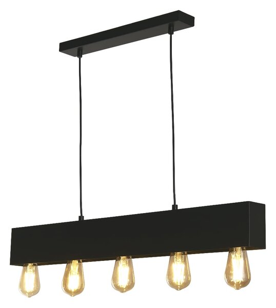 Piano 5 Light Diner Bar Ceiling Pendant Light In Matt Black