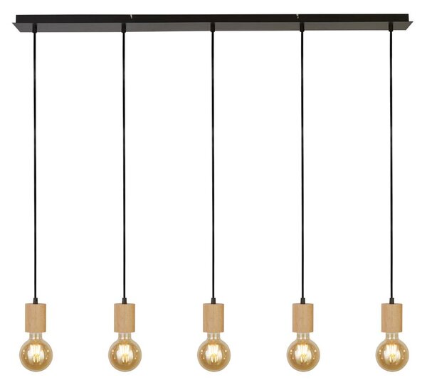 Spinny 5 Light Bar Pendant Light In Wood And Matt Black