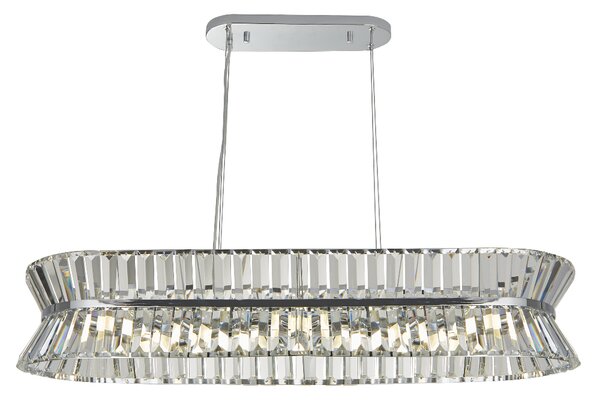 Uptown 10 Light Clear Crystal Oval Pendant Light In Chrome