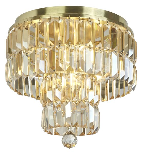 Empire 4 Light Champagne Crystal Flush Light In Satin Brass