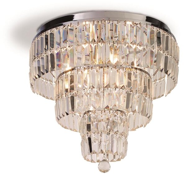 Empire 6 Light Clear Crystal Flush Light In Chrome