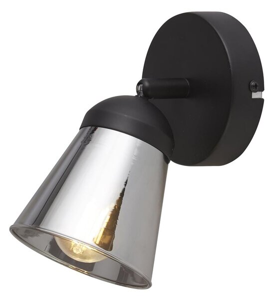 Mega Smoked Glass Shade Wall Spotlight In Black