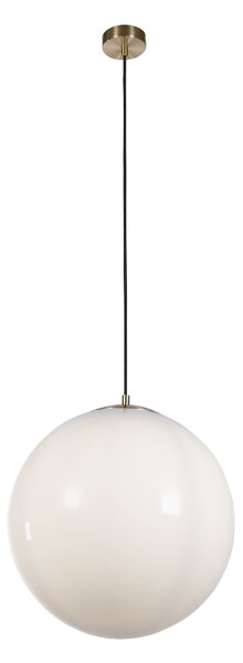 Atom Opal Glass Ceiling Pendant Light In Satin Brass