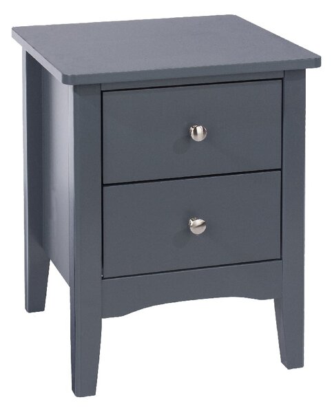 Kamuy Wooden Wide Bedside Cabinet With 2 Drawers In Midnight Blue