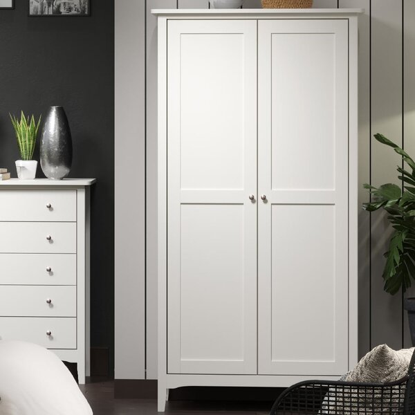 Kamuy Wooden Wardrobe With 2 Doors In White