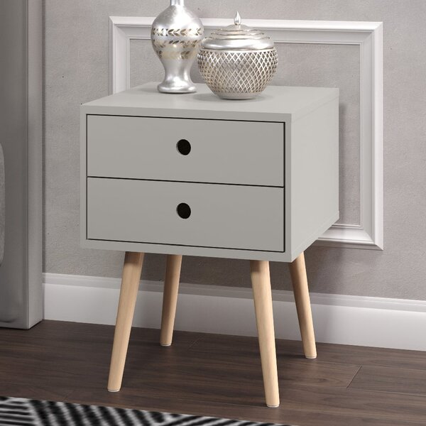 Sevilla Wooden Bedside Cabinet With Oak Legs In Grey