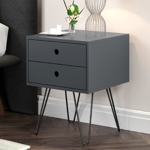 Sevilla Wooden Bedside Cabinet With Black Legs In Blue