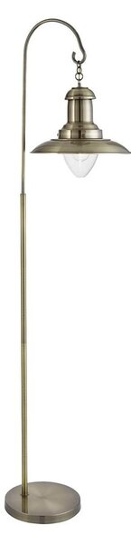 Fisherman Clear Glass Shade Floor Lamp In Antique Brass