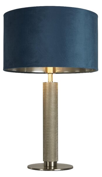 London Teal Velvet Shade Table Lamp In Satin Silver